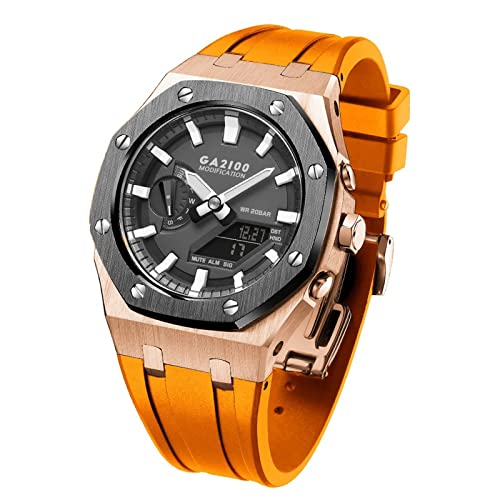 EZZON 5. Für GA-B2110 GA2100 Mod Kit Metall-Uhrenlünette Weiches Silikonarmband Uhrenmodding Ersatzzubehör, Einheitsgröße, Achat von EZZON