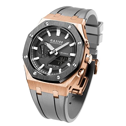 EZZON 5. Für GA-B2110 GA2100 Mod Kit Metall-Uhrenlünette Weiches Silikonarmband Uhrenmodding Ersatzzubehör, Einheitsgröße, Achat von EZZON