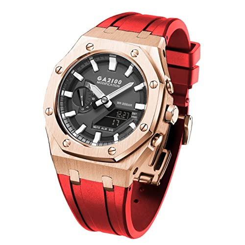 EZZON 5. Für GA-B2110 GA2100 Mod Kit Metall-Uhrenlünette Weiches Silikonarmband Uhrenmodding Ersatzzubehör, Einheitsgröße, Achat von EZZON