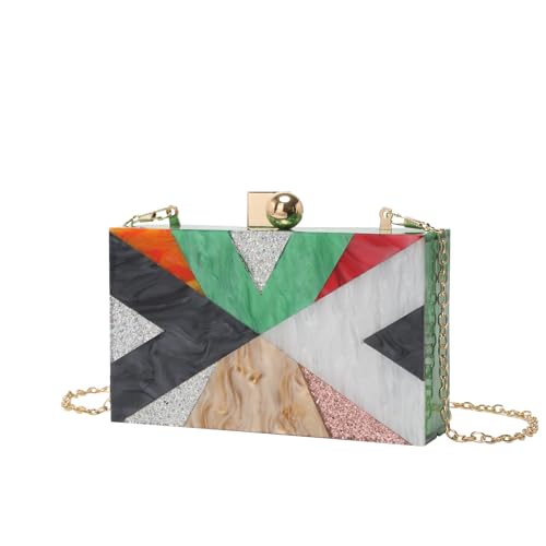 EZZON Acryl-Tasche für Damen, modisch, trendig, mit Kette, Schultertasche, Kuriertasche, Handytasche, bunt, Einheitsgröße EZZON Acryl-Tasche für Damen, modisch, trendig, mit Kette, Schultertasche, Kuriertasche, Handytasche, bunt, Einheitsgröße von EZZON