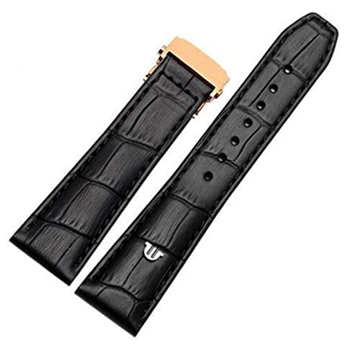 EZZON Armband für Maurice Lacroix Eliros, erste Schicht Kalbsleder, 20 mm, 22 mm, mit Faltschließe, schwarzbraunes Rindslederband, 22 mm, Achat von EZZON