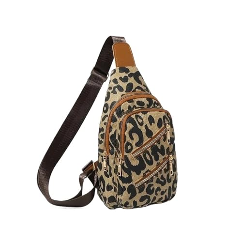 EZZON Brusttasche Mode Kette Design Crossbody Taschen Gepard Vintage Damen Einzelne Schultertaschen Vintage Brusttaschen, hellbraun, Einheitsgröße von EZZON
