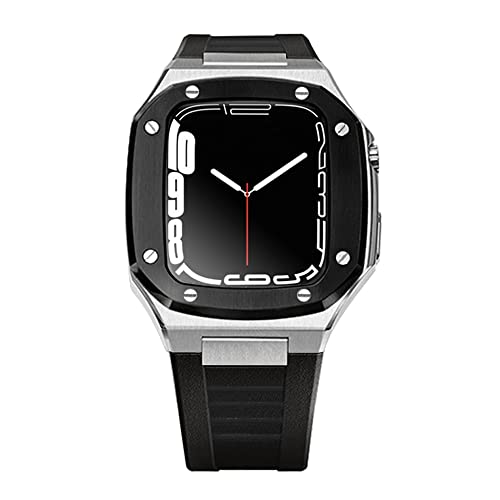 EZZON Correa Luxus-Armband und Schutzhülle aus Metall für Apple Watch, Mod Kit 41 mm, 44 mm, 45 mm, Modifikationsset, Gummi-Set, iWatch Serie 8, 7, 6, SE, 5, 4, Correa, 41 mm, Achat von EZZON