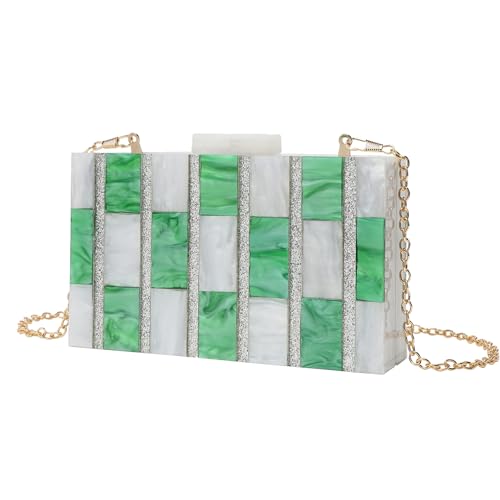 EZZON Damen Mode Taschen Trend Acryl Kette Schulter Messenger Bag Handytasche, grün, Einheitsgröße von EZZON