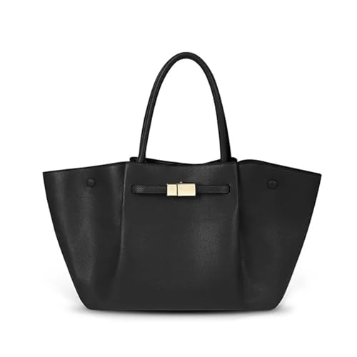 EZZON Damen-Schultertasche mit großem Fassungsvermögen, PU-Leder, schlichtes Design, Schwarz , Einheitsgröße von EZZON