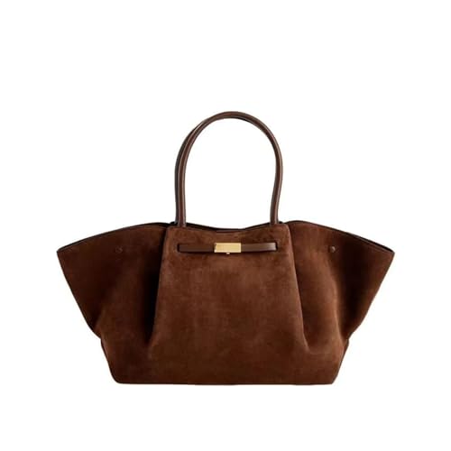 EZZON Damen-Schultertasche mit großem Fassungsvermögen, PU-Leder, schlichtes Design, dunkelbraun, Einheitsgröße von EZZON