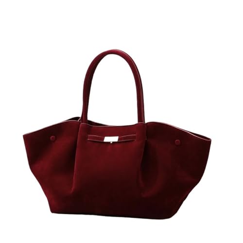EZZON Damen-Schultertasche mit großem Fassungsvermögen, PU-Leder, schlichtes Design, weinrot, Einheitsgröße von EZZON
