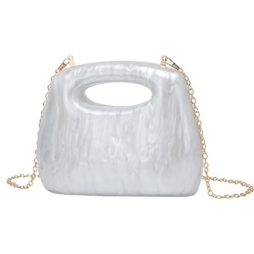 EZZON Damen Stilvolle Abendtasche Retro Clutch Kette Schultertasche, weiß, 20.5x8x16cm EZZON Damen Stilvolle Abendtasche Retro Clutch Kette Schultertasche, weiß, 20.5x8x16cm von EZZON