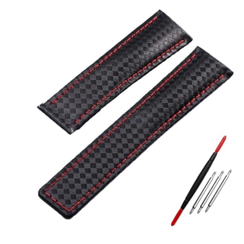 EZZON Echtlederarmband mit Kohlefaser-Muster, 20 mm, 22 m, für Tag He-Uer F1, Uhrenarmband, Lederarmband, 22 mm, Achat von EZZON
