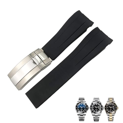 EZZON Ersatz-Uhrenarmband aus Silikonkautschuk, 21 mm, für Rolex Deepsea Sea-Dweller 126660, Blau/Schwarz, Tauchsportarmband, kostenloses Werkzeug, 21 mm von EZZON
