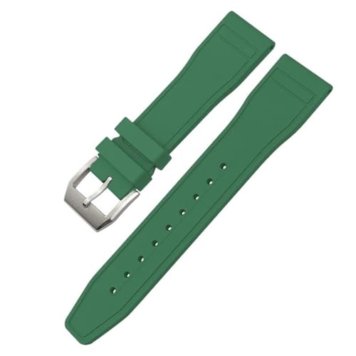 EZZON FKM Armband aus Naturkautschuk, 20 mm, 21 mm, 22 mm, für IWC Big Pilot's Watches IW3881 IW3777, grün-gelb, bunt, weiches Fluorkautschuk-Armband, 20 mm, Achat von EZZON