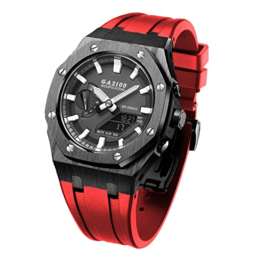 EZZON Für GA2100HC-2A Metall-Uhrengehäuse, Silikon-Armband, 316 Edelstahl, modifiziertes Zubehör-Set, Einheitsgröße, Achat von EZZON