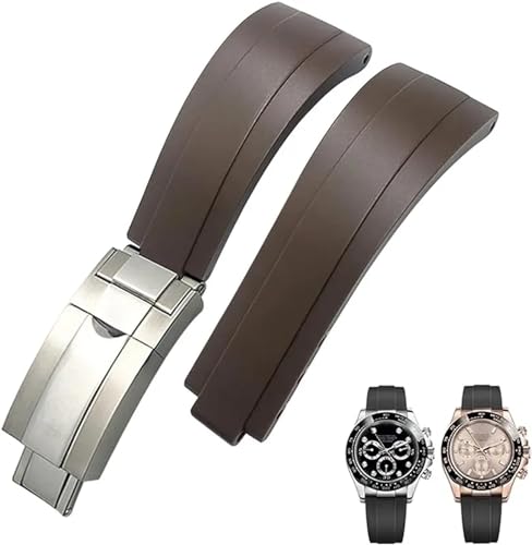 EZZON Gummi-Armband mit kurzer Schnalle, 20 mm, 21 mm, passend für Rolex Daytona Submariner Role Oysterflex Yacht Master, kleines Handgelenk, Silikon, 20 mm von EZZON