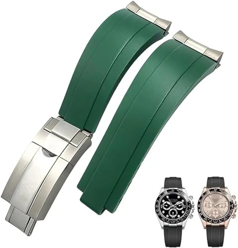 EZZON Gummi-Armband mit kurzer Schnalle, 20 mm, 21 mm, passend für Rolex Daytona Submariner Role Oysterflex Yacht Master, kleines Handgelenk, Silikon, 20 mm von EZZON
