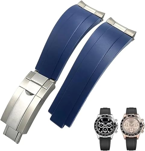 EZZON Gummi-Armband mit kurzer Schnalle, 20 mm, 21 mm, passend für Rolex Daytona Submariner Role Oysterflex Yacht Master, kleines Handgelenk, Silikon, 21 mm von EZZON