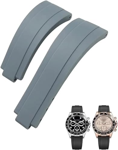 EZZON Gummi-Armband mit kurzer Schnalle, 20 mm, 21 mm, passend für Rolex Daytona Submariner Role Oysterflex Yacht Master, kleines Handgelenk, Silikon, 21 mm von EZZON