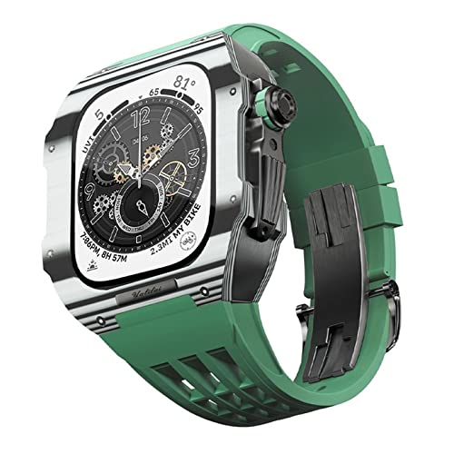 EZZON Gummi-Uhrenarmband, Karbonfaser-Einfassung, für Apple Watch SE/4/5/6/7/8, Mod-Kit, Zubehör, Ersatz-Uhrenarmband aus Fluorkautschuk, für iWatch-Serie 44/45 mm, mit Bandwerkzeug, 44mm, Achat von EZZON