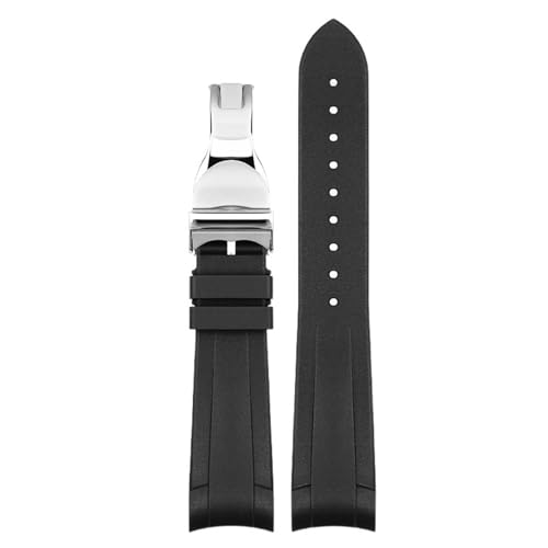 EZZON Gummi-Uhrenarmband für Tudor Black Bay GMT Uhrenarmband, gebogene Ende, Faltschnalle, schwarz, blau, rot, 22 mm Armband, 22 mm von EZZON