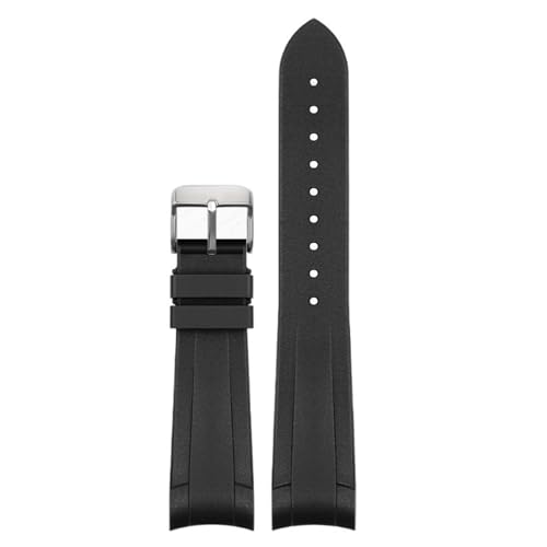 EZZON Gummi-Uhrenarmband für Tudor Black Bay GMT Uhrenarmband, gebogene Ende, Faltschnalle, schwarz, blau, rot, 22 mm Armband, 22 mm von EZZON