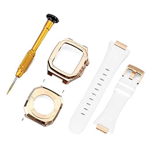 EZZON Luxus-Modifikations-Metallarmband für iWatch Serie 41, 44, 45 mm, Edelstahl-Armband, Gummiband, für Apple Watch SE 7, 6, 5, 4, 41 mm, Achat von EZZON