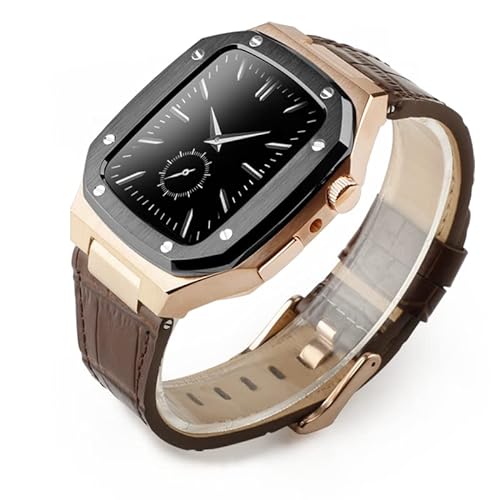 EZZON Luxus-Modifikationsset, Metallhülle und Correa-Lederarmband für Apple Watch, 44 mm, 45 mm, Armband für iWatch 7, 6, SE, 45 mm, For iwatch 44MM, Achat von EZZON