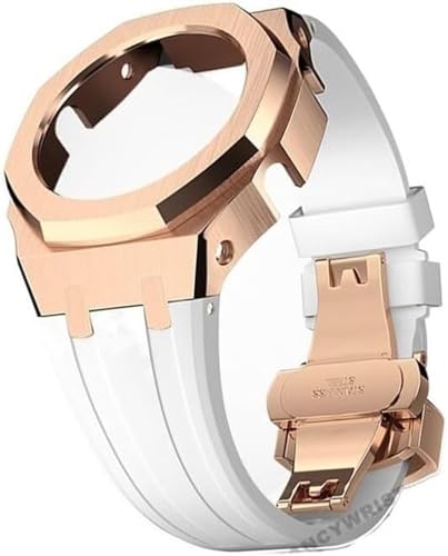 EZZON Metall-Gehäuse, Gummi-Uhrenarmband-Modifikationsset, für GA2100/GA2110, Ersatzarmband, Edelstahlarmband, Lünette, Rahmen, Zubehör mit Bodenabdeckung, Einheitsgröße, Achat von EZZON