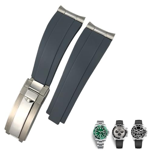 EZZON Metall-Uhrenarmband aus Gummi, gebogenes Ende, 20 mm, Sportarmband für Rolex Daytona GMT Watch, Yacht Master, Submariner, modischer grüner Gürtel, 21 mm, Achat von EZZON