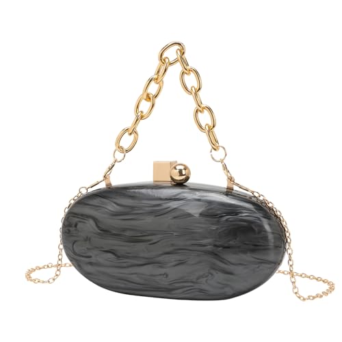 EZZON Modische Damen-Acryl-Taschen, Kettenschultertasche, Kuriertasche, Handytasche, Schwarz , Einheitsgröße von EZZON