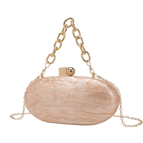 EZZON Modische Damen-Acryl-Taschen, Kettenschultertasche, Kuriertasche, Handytasche, aprikose, Einheitsgröße von EZZON