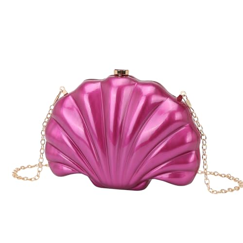 EZZON Muscheltasche, personalisierbar, mehrfarbig, Clutch, Kette, Schultertasche, Kuriertasche, Damen, Shell Rose Red, Einheitsgröße von EZZON