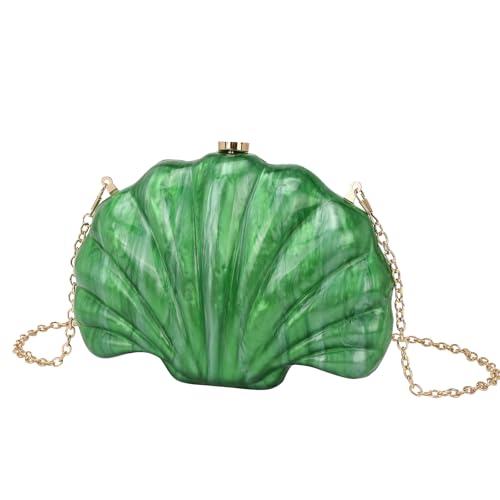EZZON Muscheltasche, personalisierbar, mehrfarbig, Clutch, Kette, Schultertasche, Kuriertasche, Damen, grün, Einheitsgröße von EZZON
