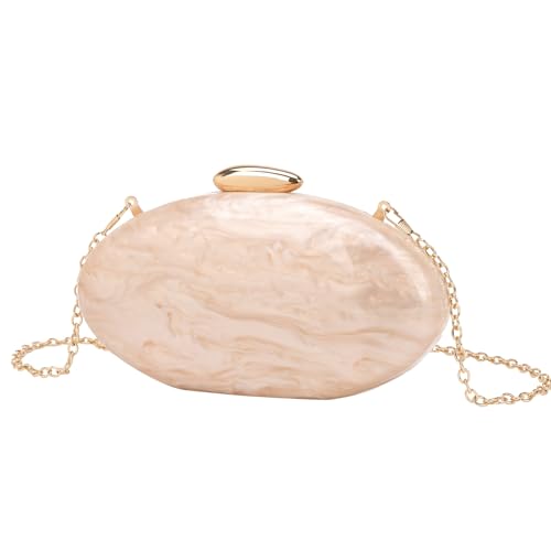 EZZON Ovale Muscheltasche Acryl Mode Tasche Kette Umhängetasche Damen Handytasche, aprikose, Einheitsgröße von EZZON