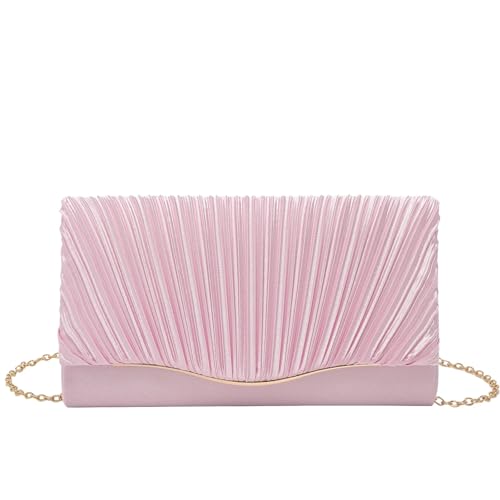 EZZON Plissierte Clutch Crossbody Kette Tasche Banketttasche, rose, Einheitsgröße EZZON Plissierte Clutch Crossbody Kette Tasche Banketttasche, rose, Einheitsgröße von EZZON