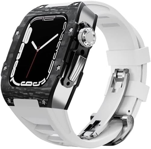 EZZON Uhrenarmband, 44 mm, 45 mm, Karbonfaser, Titan, Metall, Gummi-Uhrenarmband, für Apple Watch 8, 7, 6, 5, 4, SE-Serie, Sportuhrenarmband, Mod-Kit, Uhren-Ersatzzubehör, 44mm, Achat von EZZON