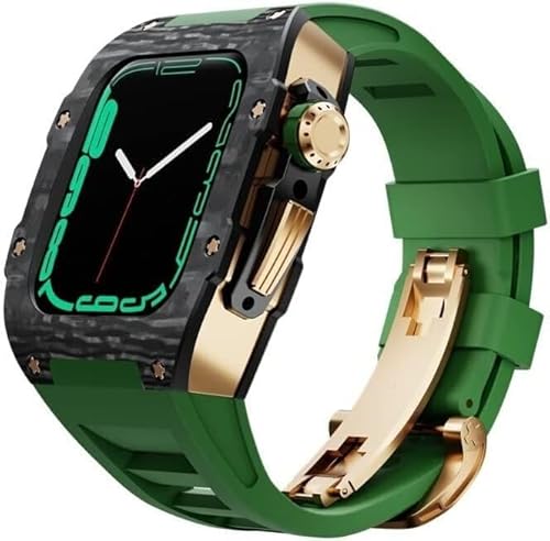 EZZON Uhrenarmband, 44 mm, 45 mm, Karbonfaser, Titan, Metall, Gummi-Uhrenarmband, für Apple Watch 8, 7, 6, 5, 4, SE-Serie, Sportuhrenarmband, Mod-Kit, Uhren-Ersatzzubehör, 44mm, Achat von EZZON
