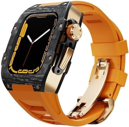 EZZON Uhrenarmband, 44 mm, 45 mm, Karbonfaser, Titan, Metall, Gummi-Uhrenarmband, für Apple Watch 8, 7, 6, 5, 4, SE-Serie, Sportuhrenarmband, Mod-Kit, Uhren-Ersatzzubehör, 45 mm, Achat von EZZON