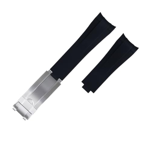 EZZON Uhrenarmband aus Fluorkautschuk, gebogenes Ende, 20 mm, für Rolex Submariner Daytona GMT, Naturkautschuk, FKM, verlängerte Schnalle, 20 mm von EZZON