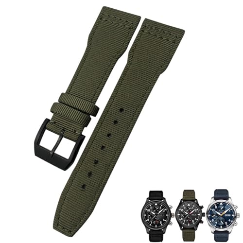 EZZON Uhrenarmband aus Nylongewebe, 22 mm, 21 mm, geeignet für IWC Big Pilot IIW388002 Spitfire Uhrenarmband, grünes Segeltuch, Top Gun Sportarmbänder, 22 mm, Achat von EZZON