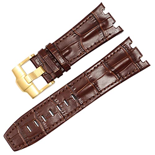 EZZON Uhrenarmband aus echtem Leder für AP 15703 Royal Oak Offshore-Serie, 28 mm Krokodil-Uhrenarmbänder, 28mm, Achat von EZZON