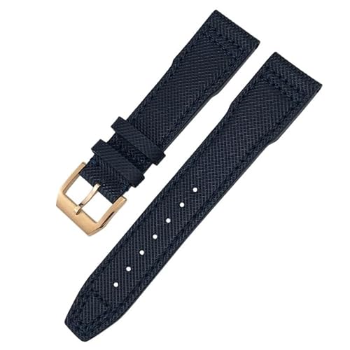 EZZON Uhrenarmband aus hochdichtem Nylon-Rindsleder, 20 mm, 21 mm, Echtleder, Prägung, grün-blau, Ersatzarmband für IWC-Pilot-Serie, 20 mm, Achat von EZZON