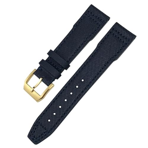 EZZON Uhrenarmband aus hochdichtem Nylon-Rindsleder, 20 mm, 21 mm, Echtleder, Prägung, grün-blau, Ersatzarmband für IWC-Pilot-Serie, 21 mm, Achat von EZZON