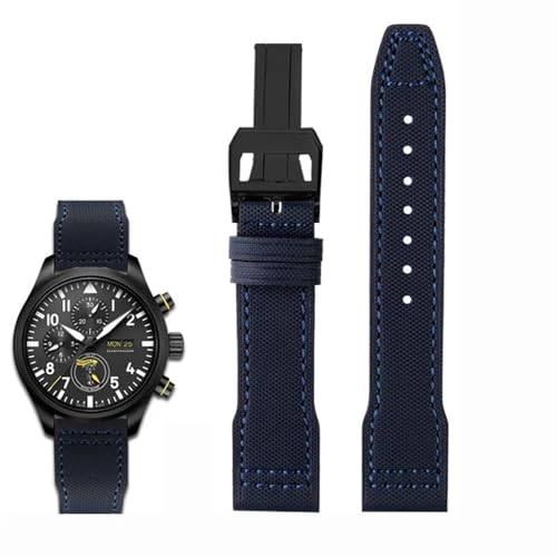 EZZON Uhrenarmband aus hochdichtem Nylon-Rindsleder, für IWC Mark Pilot Prince Bertolo Portugal, Faltschließe, 20 mm, 21 mm, Herrenarmband, Nylon-Rindsleder, 20 mm von EZZON