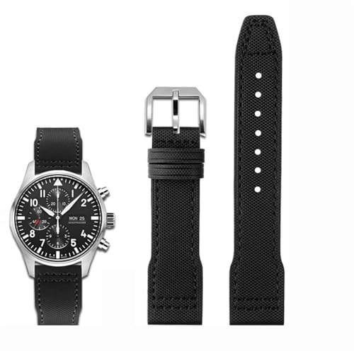 EZZON Uhrenarmband aus hochdichtem Nylon-Rindsleder, für IWC Mark Pilot Prince Bertolo Portugal, Faltschließe, 20 mm, 21 mm, Herrenarmband, Nylon-Rindsleder, 21 mm von EZZON