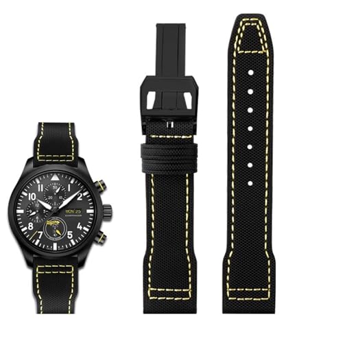 EZZON Uhrenarmband aus hochdichtem Nylon-Rindsleder, für IWC Mark Pilot Prince Bertolo Portugal, Faltschließe, 20 mm, 21 mm, Herrenarmband, Nylon-Rindsleder, 22 mm von EZZON
