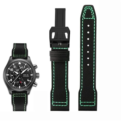 EZZON Uhrenarmband aus hochdichtem Nylon-Rindsleder, für IWC Mark Pilot Prince Bertolo Portugal, Faltschließe, 20 mm, 21 mm, Herrenarmband, Nylon-Rindsleder, 22 mm von EZZON