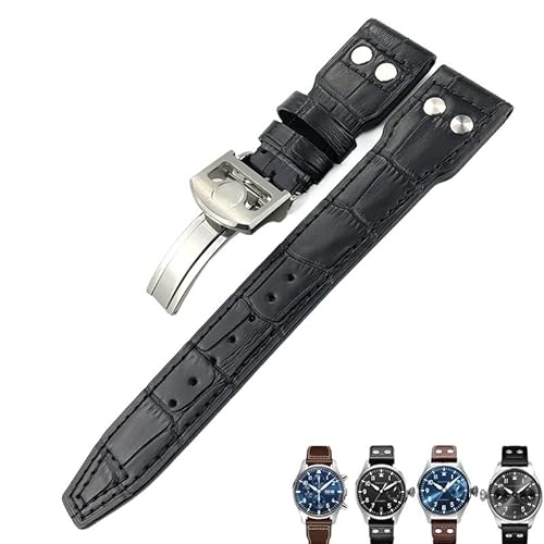 EZZON Uhrenarmband für IWC Pilot Mark Portugieeser Portofino, 20 mm, 21 mm, 22 mm, italienisches Rindsleder, Schwarz / Blau / Braun, 20 mm, Achat von EZZON