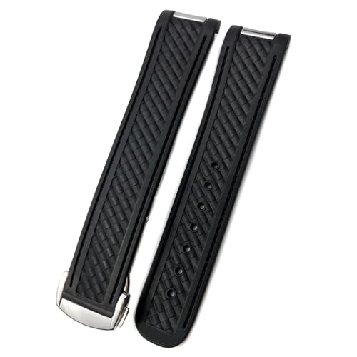 EZZON Uhrenarmband für Omega Seamaster Aqua Terra AT150, ultraleicht, 8900, Silikonkautschuk, Premium-Faltschnalle, 20 mm, 21 mm von EZZON