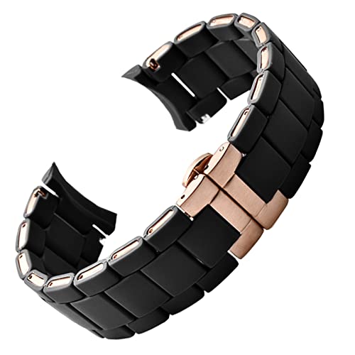 EZZON Weiß-schwarzes Silikon-Gummi-beschichtetes Stahlarmband für Armani AR5905|5906|5920|5919|5859 Damenarmband,20 mm Herrenarmband,23 mm, 20 mm, Achat von EZZON
