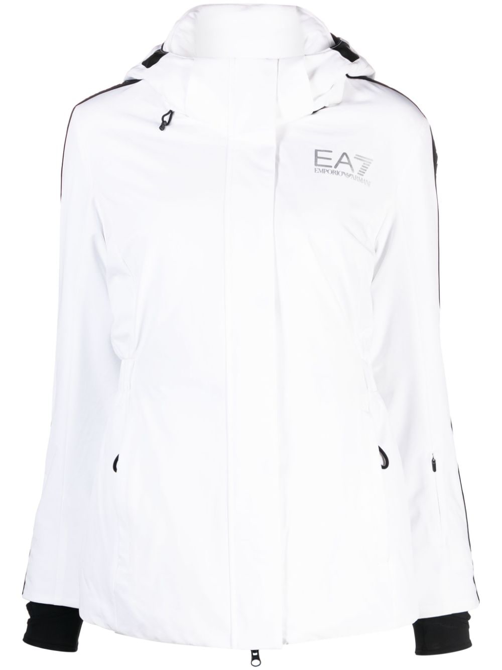 Ea7 Emporio Armani Gefütterte Jacke mit Logo-Print - Weiß von Ea7 Emporio Armani