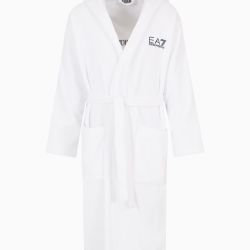 Ea7 Emporio Armani Weißer Baumwollbademantel Für Herren von Ea7 Emporio Armani